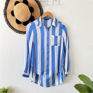 Blue and White Striped Women's Top forever 21